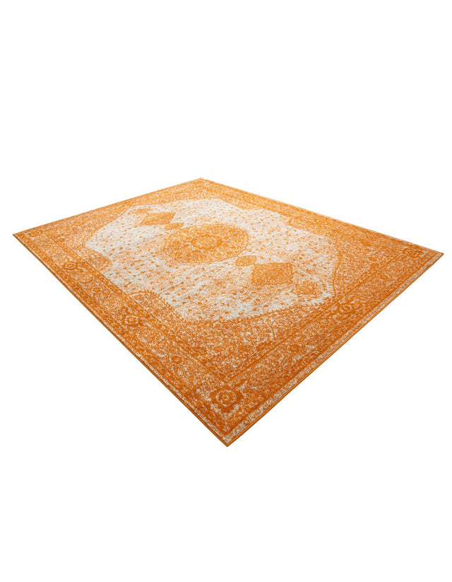 Orange 7' 10 x 10' Bromley Rectangle Area Rug 100% Polypropylene With Cotton Backing Vintage Distressed Colorful Traditional Carpet for Living Dining Rooms Offices for Sale at Rug Engine