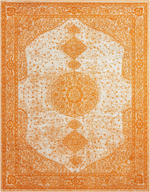Orange 7' 10 x 10' Bromley Rectangle Area Rug 100% Polypropylene With Cotton Backing Vintage Distressed Colorful Traditional Carpet for Living Dining Rooms Offices for Sale at Rug Engine