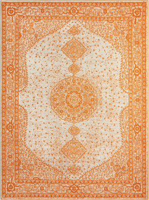 Orange 9' x 12' Bromley Rectangle Area Rug 100% Polypropylene With Cotton Backing Vintage Distressed Colorful Traditional Carpet for Living Dining Rooms Offices for Sale at Rug Engine