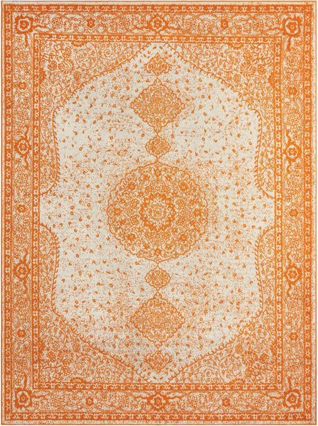 Orange 9' x 12' Bromley Rectangle Area Rug 100% Polypropylene With Cotton Backing Vintage Distressed Colorful Traditional Carpet for Living Dining Rooms Offices for Sale at Rug Engine