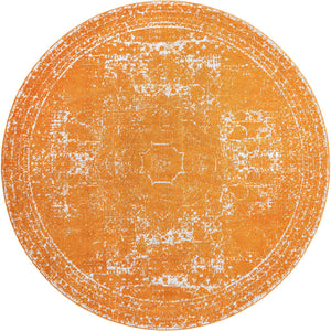 Orange 10' x 10' Bromley Round Area Rug 100% Polypropylene With Cotton Backing Vintage Distressed Colorful Traditional Carpet for Living Dining Rooms Offices for Sale at Rug Engine