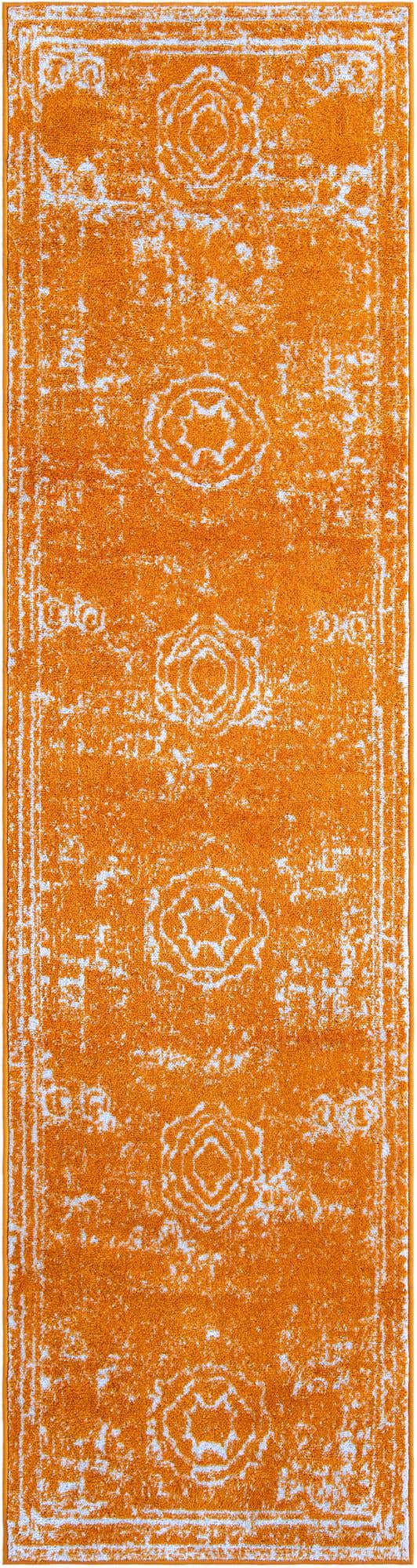 Orange 2' 7 x 10' Bromley Runner Area Rug 100% Polypropylene With Cotton Backing Vintage Distressed Colorful Traditional Carpet for Living Dining Rooms Offices for Sale at Rug Engine