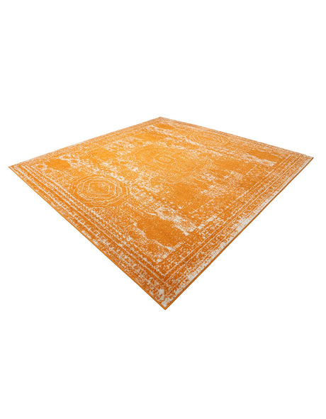 Orange 10' x 10' Bromley Square Area Rug 100% Polypropylene With Cotton Backing Vintage Distressed Colorful Traditional Carpet for Living Dining Rooms Offices for Sale at Rug Engine