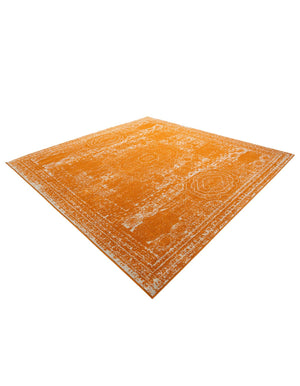 Orange 10' x 10' Bromley Square Area Rug 100% Polypropylene With Cotton Backing Vintage Distressed Colorful Traditional Carpet for Living Dining Rooms Offices for Sale at Rug Engine