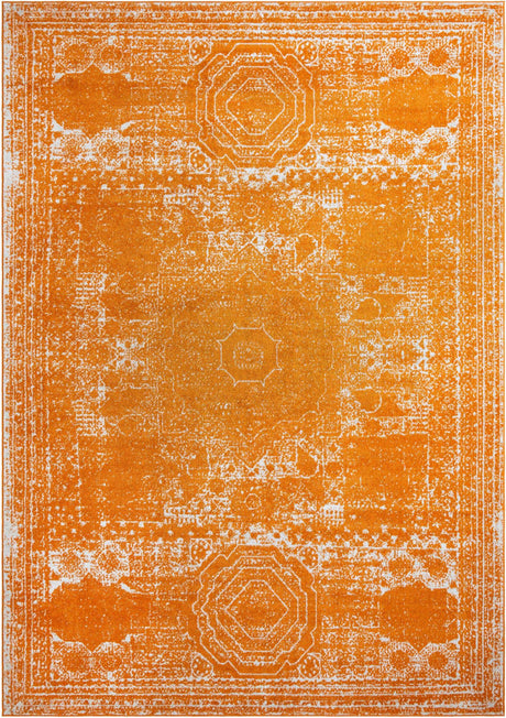 Orange 10' x 14' 1 Bromley Rectangle Area Rug 100% Polypropylene With Cotton Backing Vintage Distressed Colorful Traditional Carpet for Living Dining Rooms Offices for Sale at Rug Engine