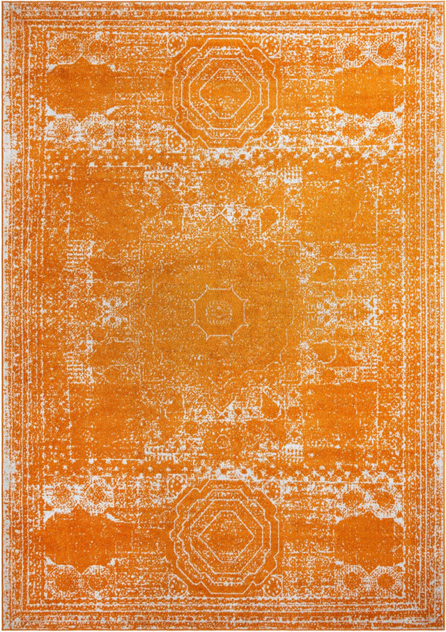 Orange 10' x 14' 1 Bromley Rectangle Area Rug 100% Polypropylene With Cotton Backing Vintage Distressed Colorful Traditional Carpet for Living Dining Rooms Offices for Sale at Rug Engine