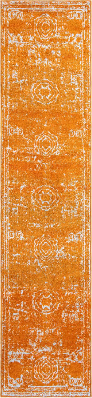 Orange 2' 7 x 12' Bromley Runner Area Rug 100% Polypropylene With Cotton Backing Vintage Distressed Colorful Traditional Carpet for Living Dining Rooms Offices for Sale at Rug Engine