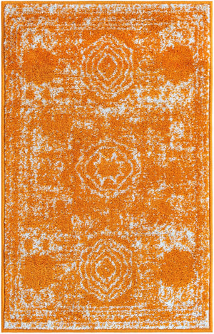 Orange 2' x 3' 1 Bromley Rectangle Area Rug 100% Polypropylene With Cotton Backing Vintage Distressed Colorful Traditional Carpet for Living Dining Rooms Offices for Sale at Rug Engine