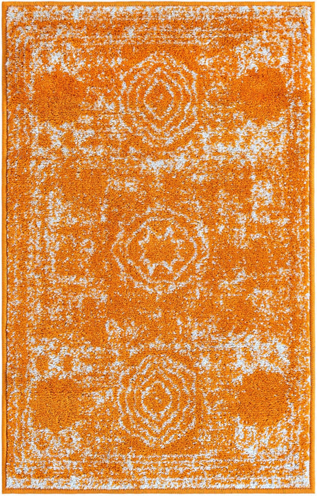 Orange 2' x 3' 1 Bromley Rectangle Area Rug 100% Polypropylene With Cotton Backing Vintage Distressed Colorful Traditional Carpet for Living Dining Rooms Offices for Sale at Rug Engine