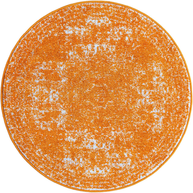 Orange 3' 1 x 3' 1 Bromley Round Area Rug 100% Polypropylene With Cotton Backing Vintage Distressed Colorful Traditional Carpet for Living Dining Rooms Offices for Sale at Rug Engine
