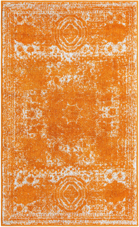 Orange 3' 1 x 5' 3 Bromley Rectangle Area Rug 100% Polypropylene With Cotton Backing Vintage Distressed Colorful Traditional Carpet for Living Dining Rooms Offices for Sale at Rug Engine