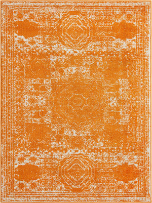 Orange 5' 3 x 7' 1 Bromley Rectangle Area Rug 100% Polypropylene With Cotton Backing Vintage Distressed Colorful Traditional Carpet for Living Dining Rooms Offices for Sale at Rug Engine