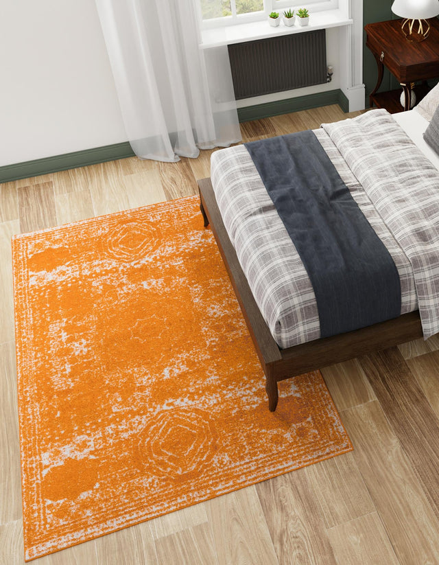 Orange 10' x 14' 1 Bromley Rectangle Area Rug 100% Polypropylene With Cotton Backing Vintage Distressed Colorful Traditional Carpet for Living Dining Rooms Offices for Sale at Rug Engine