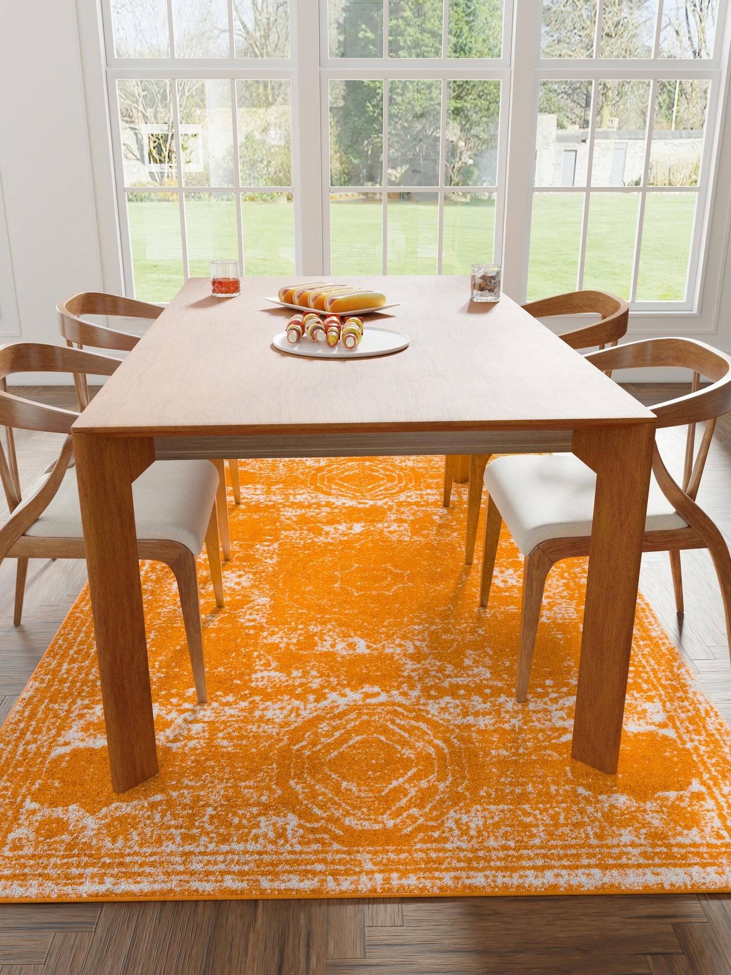Orange 3' 1 x 5' 3 Bromley Rectangle Area Rug 100% Polypropylene With Cotton Backing Vintage Distressed Colorful Traditional Carpet for Living Dining Rooms Offices for Sale at Rug Engine