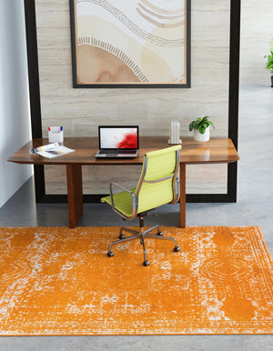 Orange 4' 1 x 6' 1 Bromley Rectangle Area Rug 100% Polypropylene With Cotton Backing Vintage Distressed Colorful Traditional Carpet for Living Dining Rooms Offices for Sale at Rug Engine