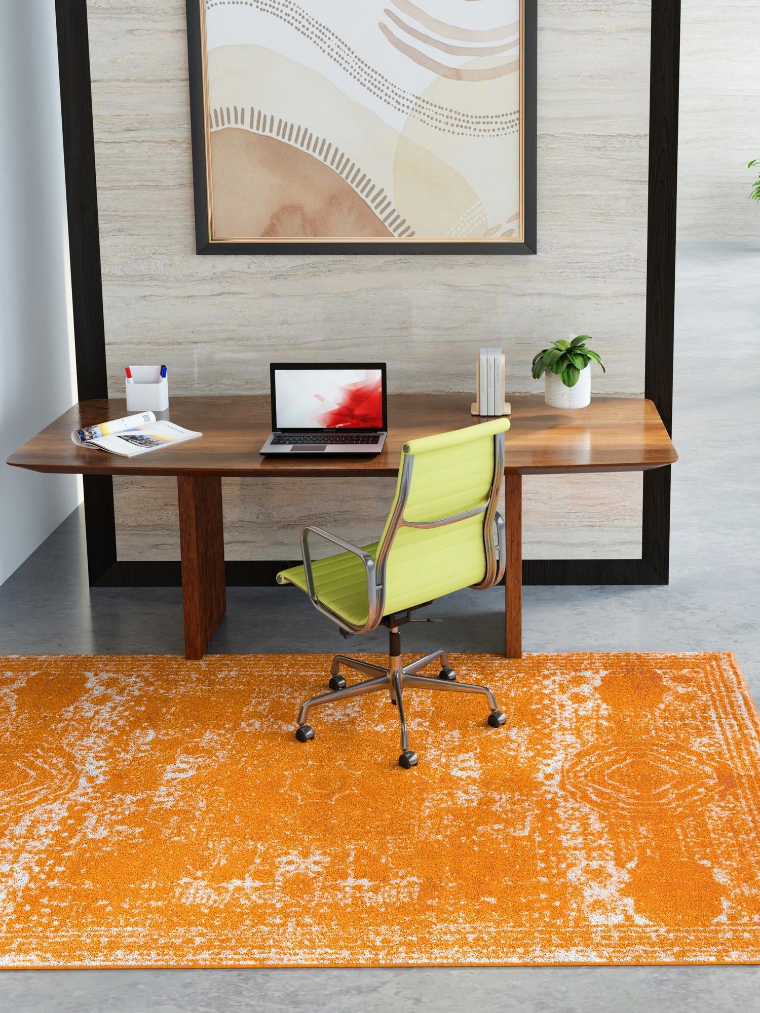 Orange 3' 1 x 5' 3 Bromley Rectangle Area Rug 100% Polypropylene With Cotton Backing Vintage Distressed Colorful Traditional Carpet for Living Dining Rooms Offices for Sale at Rug Engine