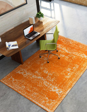 Orange 9' x 12' Bromley Rectangle Area Rug 100% Polypropylene With Cotton Backing Vintage Distressed Colorful Traditional Carpet for Living Dining Rooms Offices for Sale at Rug Engine