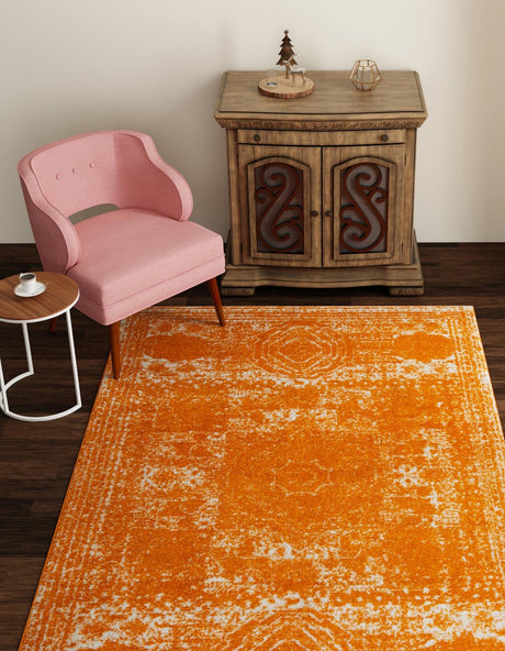 Orange 10' x 14' 1 Bromley Rectangle Area Rug 100% Polypropylene With Cotton Backing Vintage Distressed Colorful Traditional Carpet for Living Dining Rooms Offices for Sale at Rug Engine
