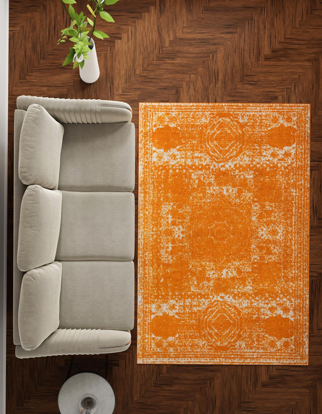 Orange 10' x 14' 1 Bromley Rectangle Area Rug 100% Polypropylene With Cotton Backing Vintage Distressed Colorful Traditional Carpet for Living Dining Rooms Offices for Sale at Rug Engine