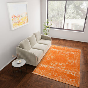 Orange 10' x 14' 1 Bromley Rectangle Area Rug 100% Polypropylene With Cotton Backing Vintage Distressed Colorful Traditional Carpet for Living Dining Rooms Offices for Sale at Rug Engine
