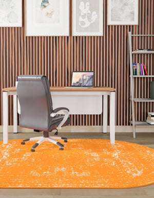 Orange 5' 3 x 8' Bromley Oval Area Rug 100% Polypropylene With Cotton Backing Vintage Distressed Colorful Traditional Carpet for Living Dining Rooms Offices for Sale at Rug Engine