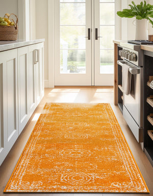 Orange 2' x 6' 1 Bromley Runner Area Rug 100% Polypropylene With Cotton Backing Vintage Distressed Colorful Traditional Carpet for Living Dining Rooms Offices for Sale at Rug Engine
