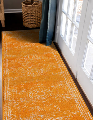 Orange 2' x 8' Bromley Runner Area Rug 100% Polypropylene With Cotton Backing Vintage Distressed Colorful Traditional Carpet for Living Dining Rooms Offices for Sale at Rug Engine