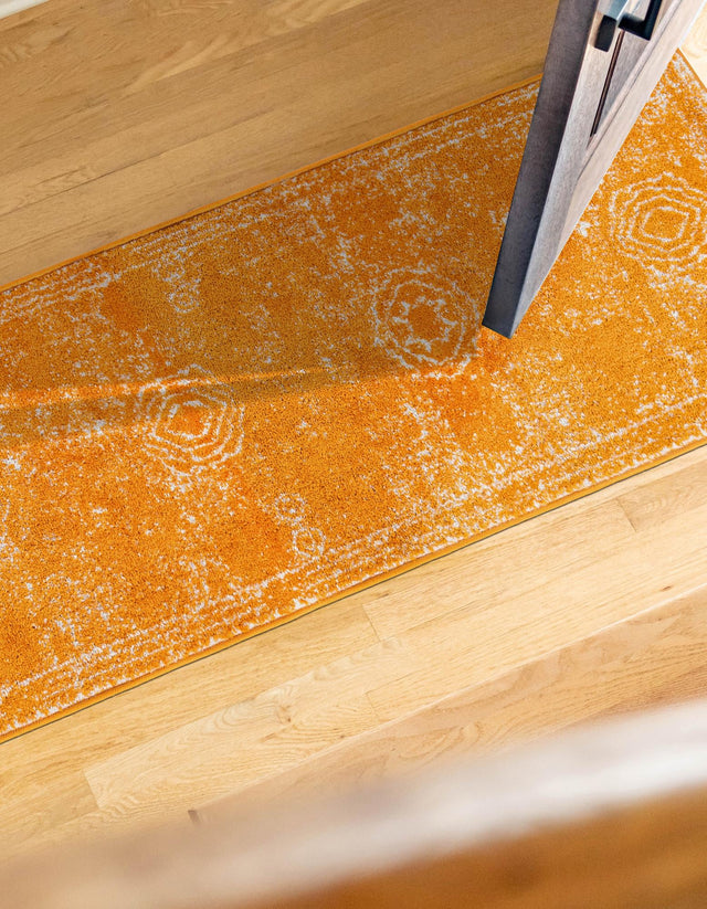 Orange 2' 7 x 12' Bromley Runner Area Rug 100% Polypropylene With Cotton Backing Vintage Distressed Colorful Traditional Carpet for Living Dining Rooms Offices for Sale at Rug Engine