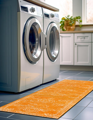 Orange 2' 7 x 12' Bromley Runner Area Rug 100% Polypropylene With Cotton Backing Vintage Distressed Colorful Traditional Carpet for Living Dining Rooms Offices for Sale at Rug Engine