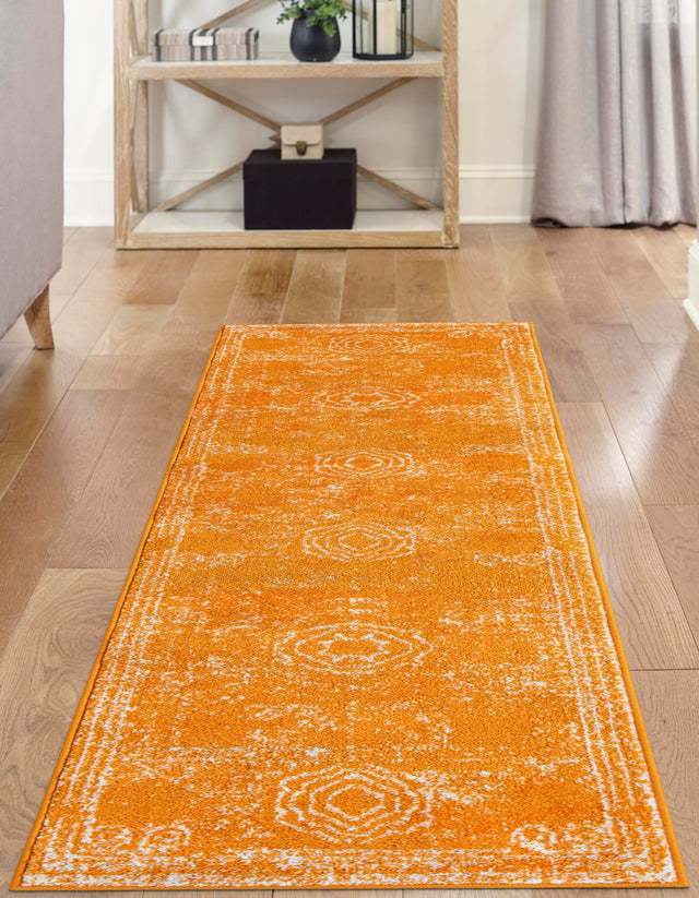 Orange 2' x 8' Bromley Runner Area Rug 100% Polypropylene With Cotton Backing Vintage Distressed Colorful Traditional Carpet for Living Dining Rooms Offices for Sale at Rug Engine