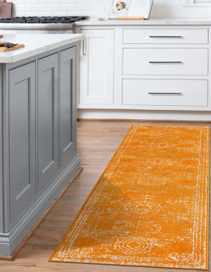 Orange 2' 7 x 12' Bromley Runner Area Rug 100% Polypropylene With Cotton Backing Vintage Distressed Colorful Traditional Carpet for Living Dining Rooms Offices for Sale at Rug Engine