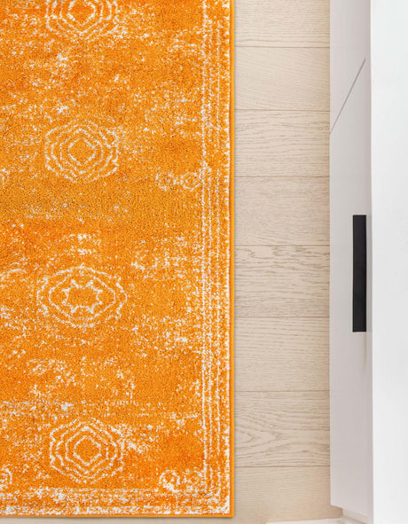 Orange 2' 7 x 12' Bromley Runner Area Rug 100% Polypropylene With Cotton Backing Vintage Distressed Colorful Traditional Carpet for Living Dining Rooms Offices for Sale at Rug Engine