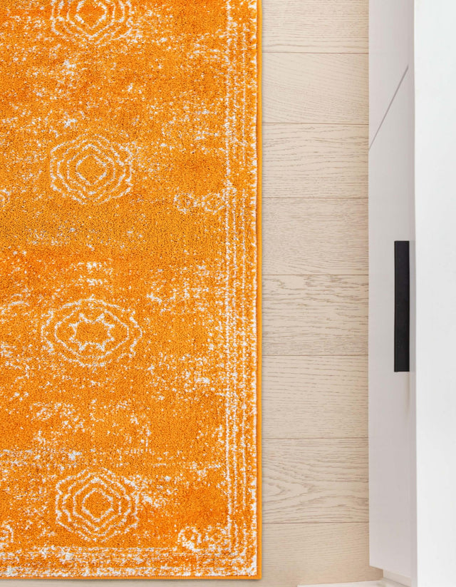 Orange 2' 7 x 12' Bromley Runner Area Rug 100% Polypropylene With Cotton Backing Vintage Distressed Colorful Traditional Carpet for Living Dining Rooms Offices for Sale at Rug Engine
