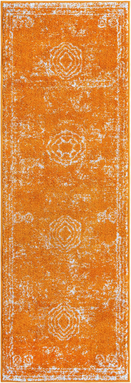 Orange 2' x 6' 1 Bromley Runner Area Rug 100% Polypropylene With Cotton Backing Vintage Distressed Colorful Traditional Carpet for Living Dining Rooms Offices for Sale at Rug Engine