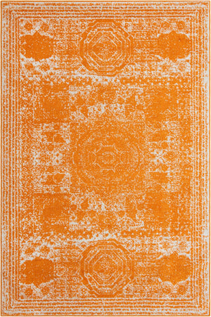 Orange 6' 1 x 9' Bromley Rectangle Area Rug 100% Polypropylene With Cotton Backing Vintage Distressed Colorful Traditional Carpet for Living Dining Rooms Offices for Sale at Rug Engine