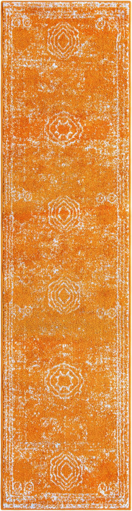 Orange 2' x 8' Bromley Runner Area Rug 100% Polypropylene With Cotton Backing Vintage Distressed Colorful Traditional Carpet for Living Dining Rooms Offices for Sale at Rug Engine