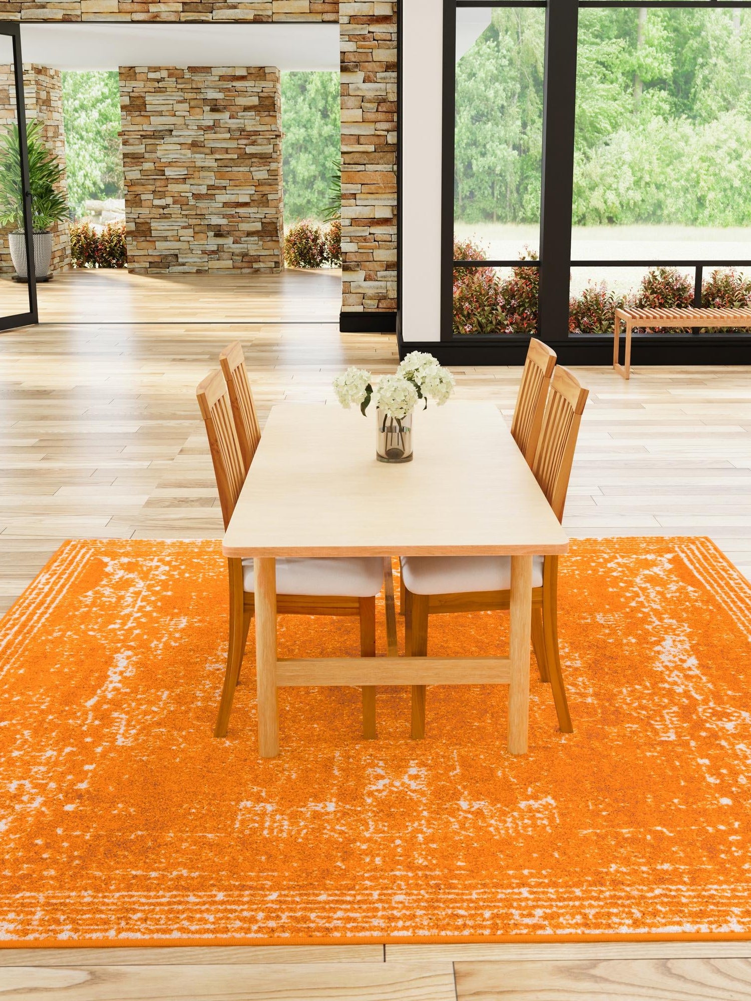 Orange 10' x 10' Bromley Square Area Rug 100% Polypropylene With Cotton Backing Vintage Distressed Colorful Traditional Carpet for Living Dining Rooms Offices for Sale at Rug Engine