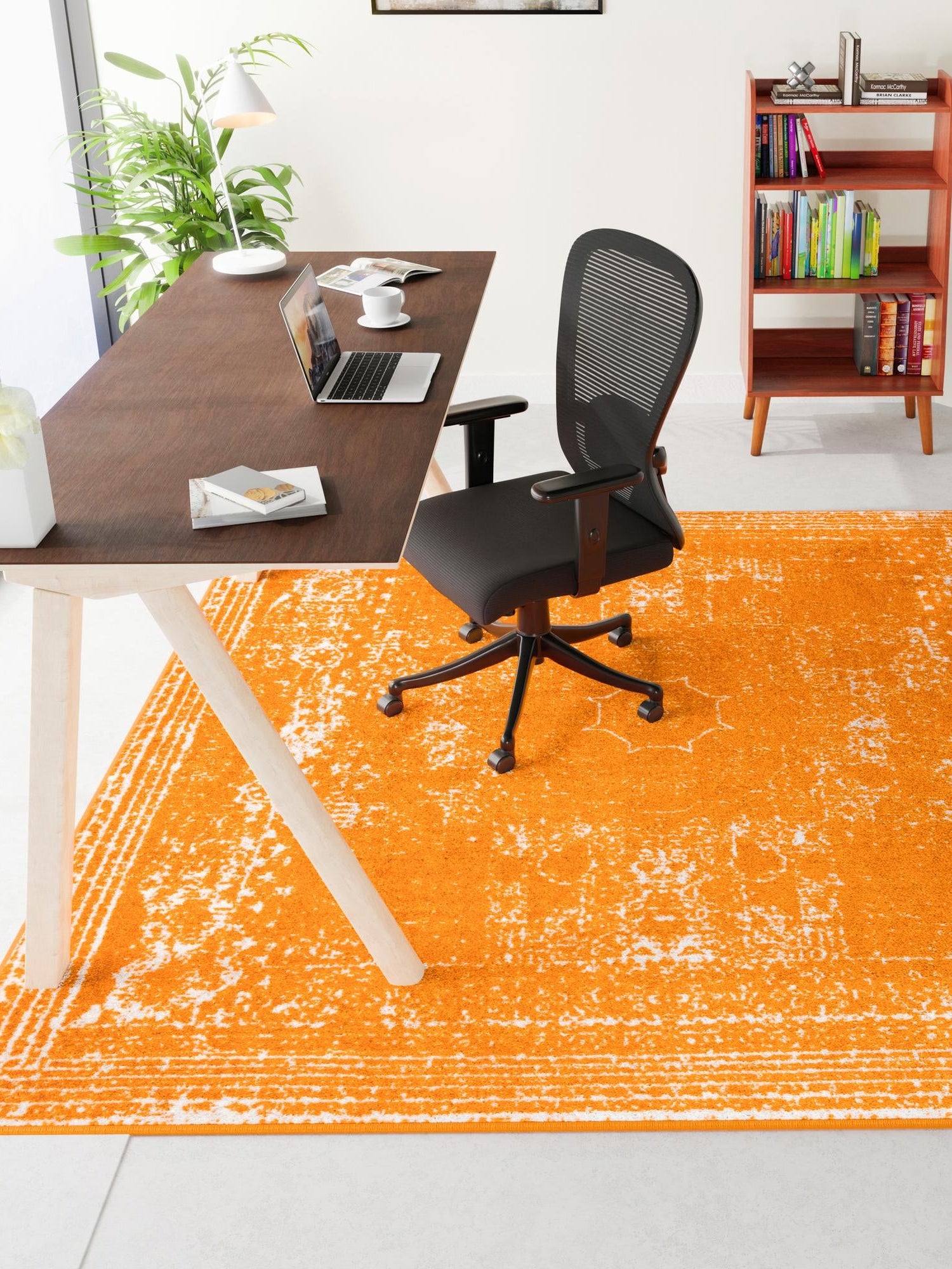 Orange 10' x 10' Bromley Square Area Rug 100% Polypropylene With Cotton Backing Vintage Distressed Colorful Traditional Carpet for Living Dining Rooms Offices for Sale at Rug Engine