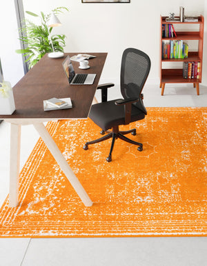 Orange 10' x 10' Bromley Square Area Rug 100% Polypropylene With Cotton Backing Vintage Distressed Colorful Traditional Carpet for Living Dining Rooms Offices for Sale at Rug Engine