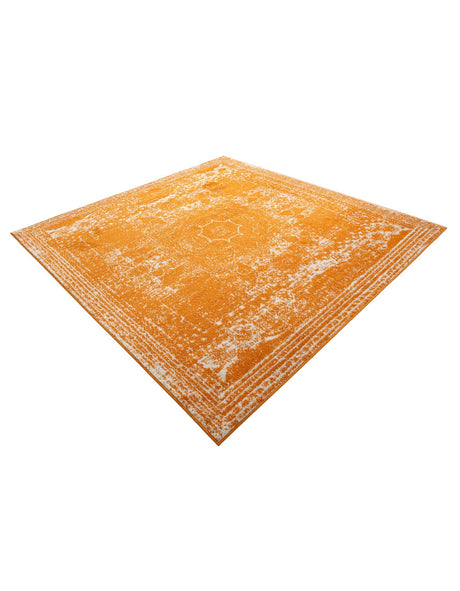 Orange 7' 10 x 7' 10 Bromley Square Area Rug 100% Polypropylene With Cotton Backing Vintage Distressed Colorful Traditional Carpet for Living Dining Rooms Offices for Sale at Rug Engine