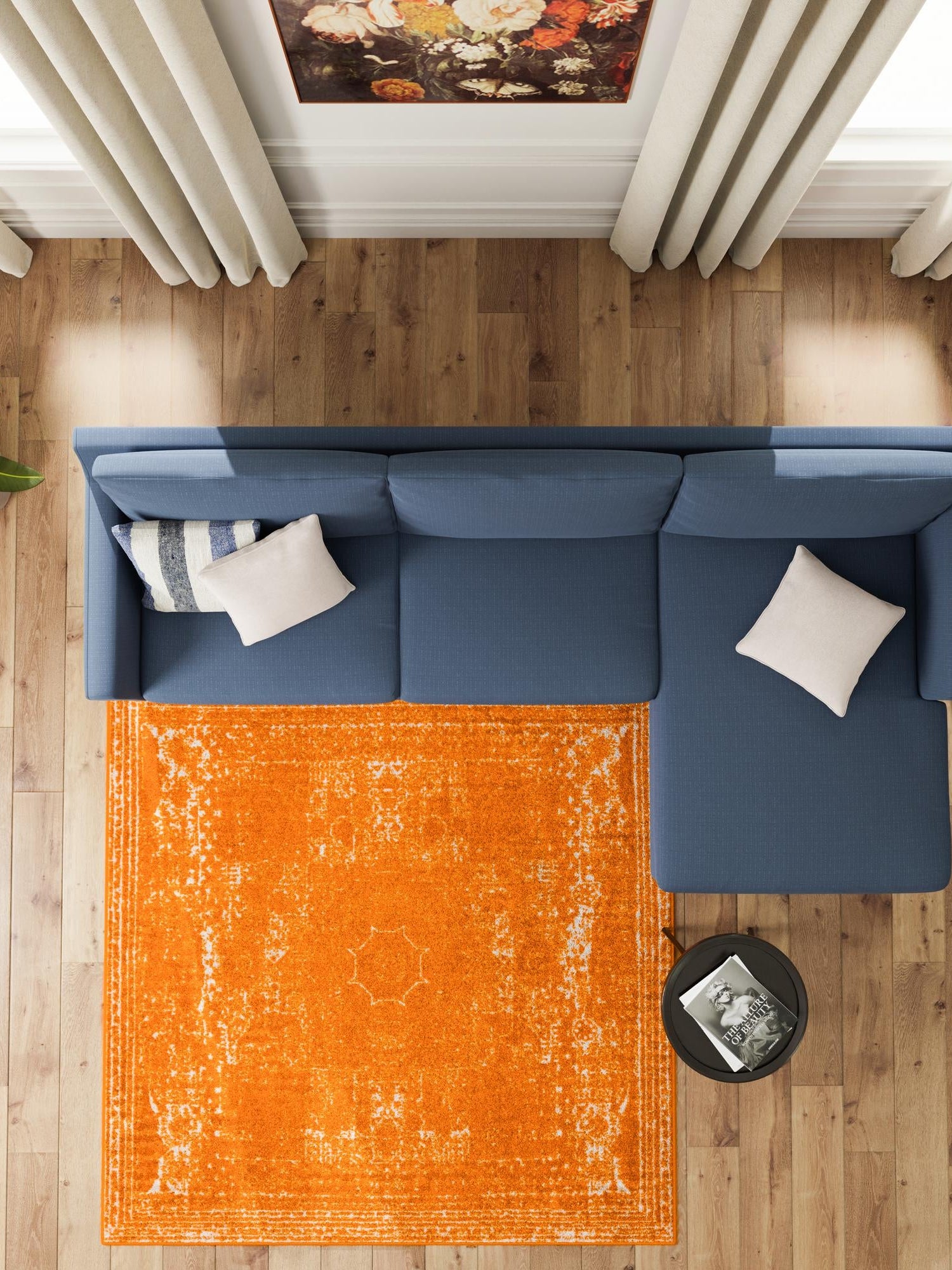 Orange 10' x 10' Bromley Square Area Rug 100% Polypropylene With Cotton Backing Vintage Distressed Colorful Traditional Carpet for Living Dining Rooms Offices for Sale at Rug Engine