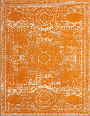 Orange 7' 10 x 10' Bromley Rectangle Area Rug 100% Polypropylene With Cotton Backing Vintage Distressed Colorful Traditional Carpet for Living Dining Rooms Offices for Sale at Rug Engine