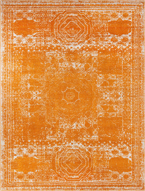 Orange 9' x 12' Bromley Rectangle Area Rug 100% Polypropylene With Cotton Backing Vintage Distressed Colorful Traditional Carpet for Living Dining Rooms Offices for Sale at Rug Engine