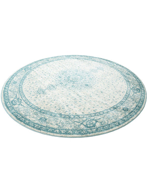Aqua 10' x 10' Bromley Round Area Rug 100% Polypropylene With Cotton Backing Vintage Distressed Colorful Traditional Carpet for Living Dining Rooms Offices for Sale at Rug Engine