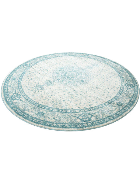 Aqua 10' x 10' Bromley Round Area Rug 100% Polypropylene With Cotton Backing Vintage Distressed Colorful Traditional Carpet for Living Dining Rooms Offices for Sale at Rug Engine