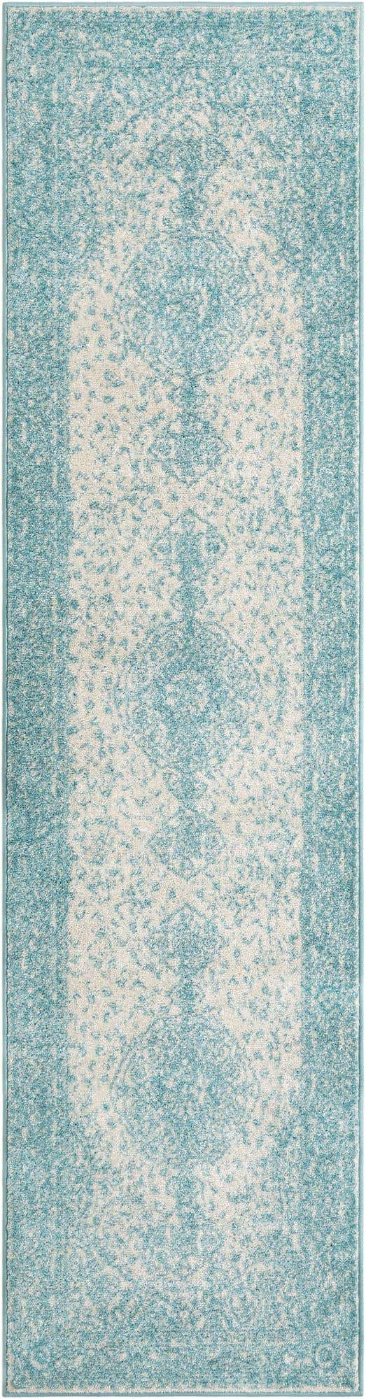 Aqua 2' 7 x 10' Bromley Runner Area Rug 100% Polypropylene With Cotton Backing Vintage Distressed Colorful Traditional Carpet for Living Dining Rooms Offices for Sale at Rug Engine