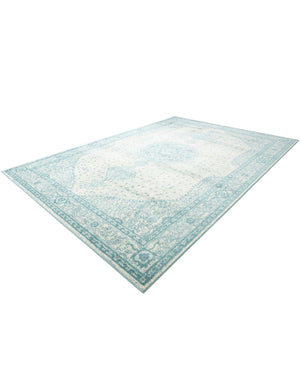 Aqua 10' x 14' 1 Bromley Rectangle Area Rug 100% Polypropylene With Cotton Backing Vintage Distressed Colorful Traditional Carpet for Living Dining Rooms Offices for Sale at Rug Engine