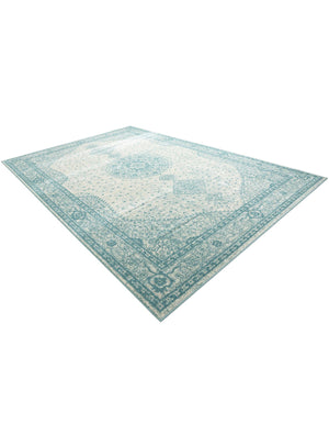 Aqua 10' x 14' 1 Bromley Rectangle Area Rug 100% Polypropylene With Cotton Backing Vintage Distressed Colorful Traditional Carpet for Living Dining Rooms Offices for Sale at Rug Engine