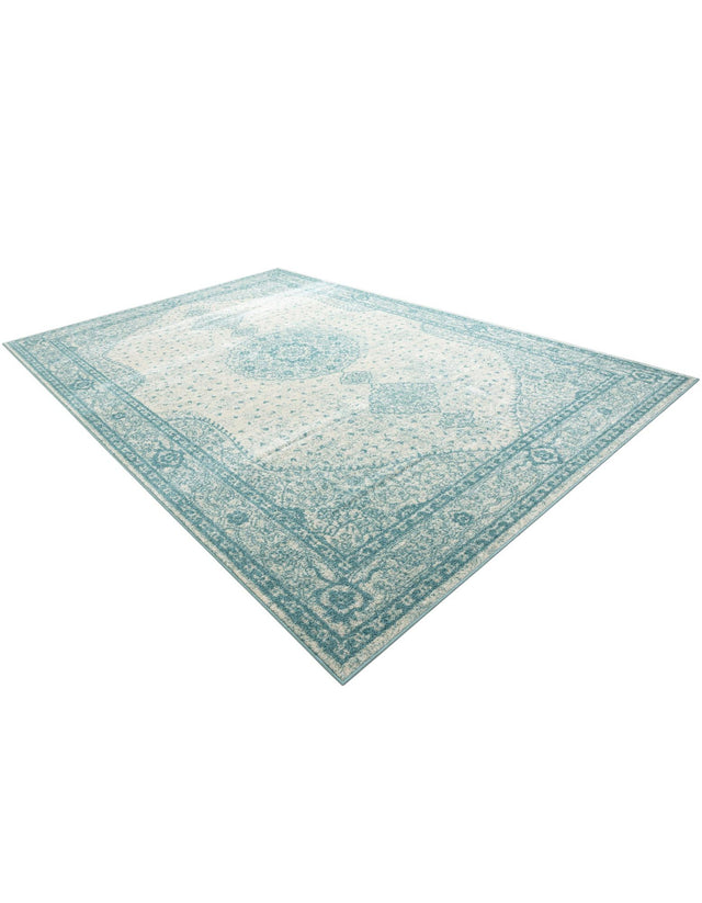 Aqua 10' x 14' 1 Bromley Rectangle Area Rug 100% Polypropylene With Cotton Backing Vintage Distressed Colorful Traditional Carpet for Living Dining Rooms Offices for Sale at Rug Engine