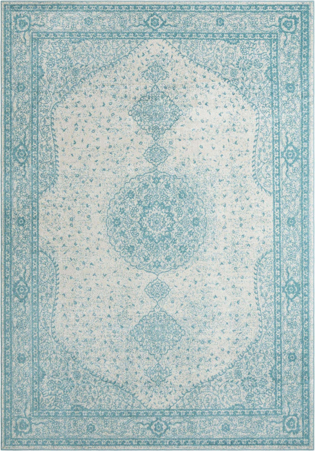 Aqua 10' x 14' 1 Bromley Rectangle Area Rug 100% Polypropylene With Cotton Backing Vintage Distressed Colorful Traditional Carpet for Living Dining Rooms Offices for Sale at Rug Engine